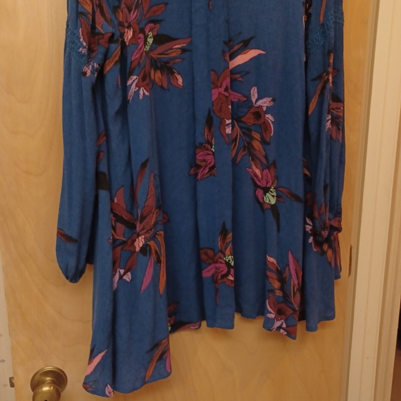 Free People Blue Floral navy magenta tunic dress M - Picture 11 of 13